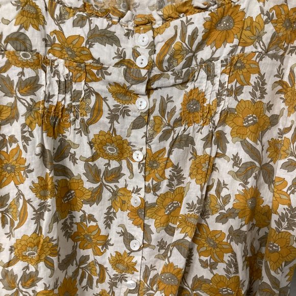 Cupcakes and Cashmere Shirt Size Medium Mustard Green Boho Natural Cropped - Picture 3 of 7